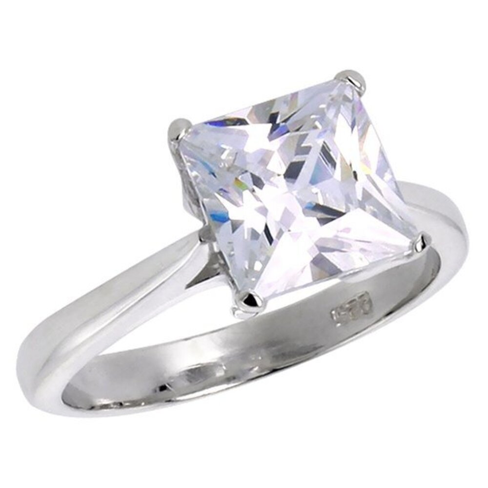 3CT Princess cut CZ Engagement Ring